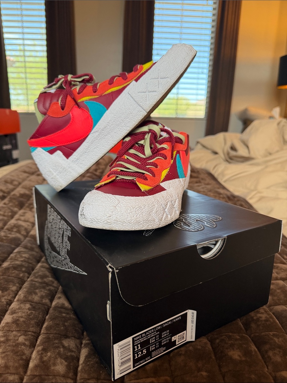KAWS Men’s Multicolor Sneakers in Burgundy, Red & Teal